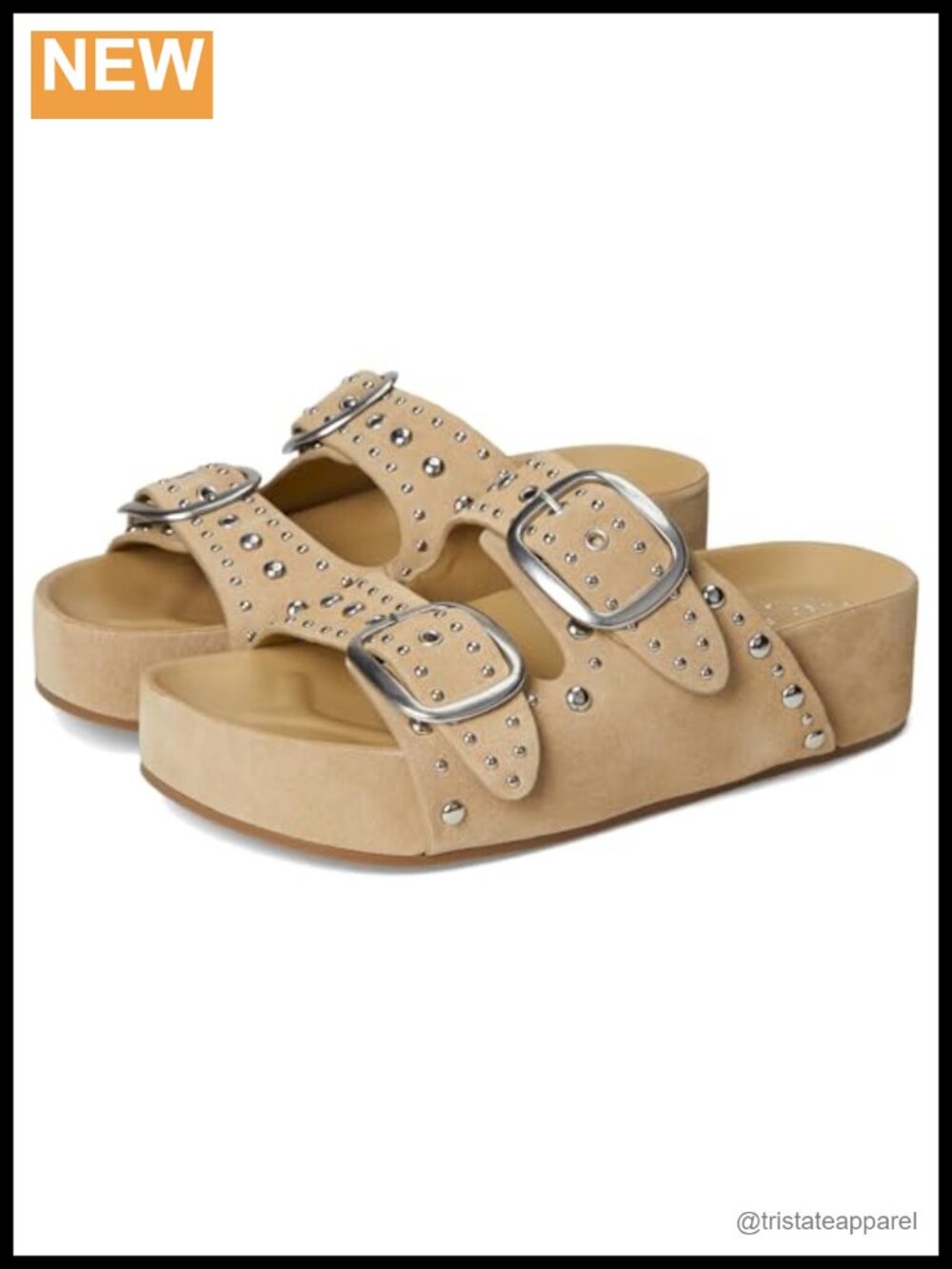 Suede Platform Slide Sandals Dual Buckle Open Toe Casual